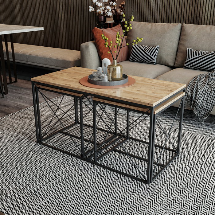 Hanah Home Defne - Atlantic Pine Juego de Mesa de Centro